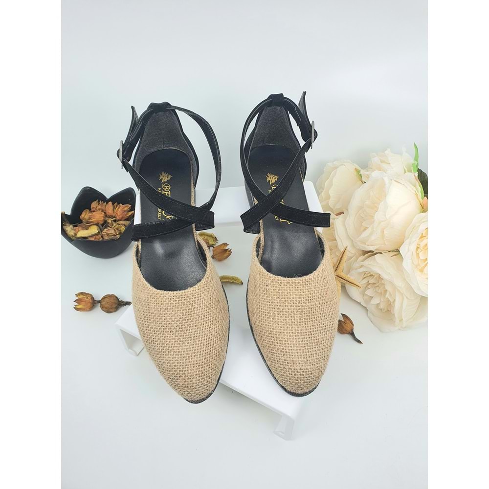 BEIRUT HASIRLI BAYAN SANDALET - BEIRUT - SİYAH - 39 - NKT00035-SİYAH-39