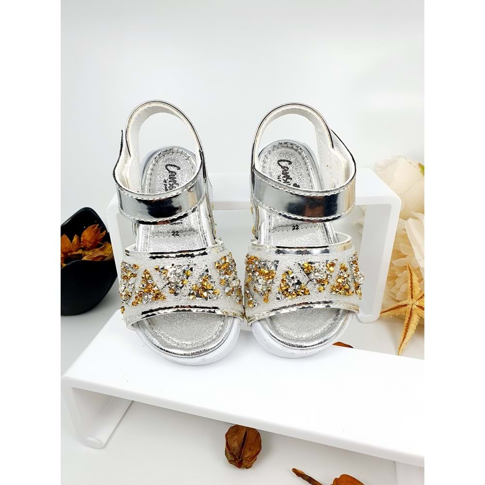 CANSIN KIZ ÇOCUK SANDALET - CANSIN - GÜMÜŞ - 24 - NKT00056-GÜMÜŞ-24