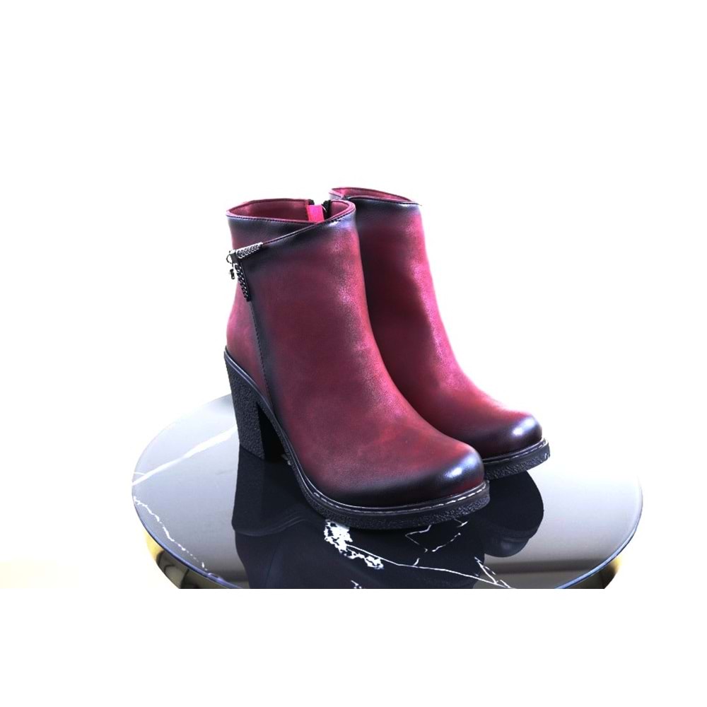 Leona Bayan Kısa Topuklu Bot - BORDO - 38