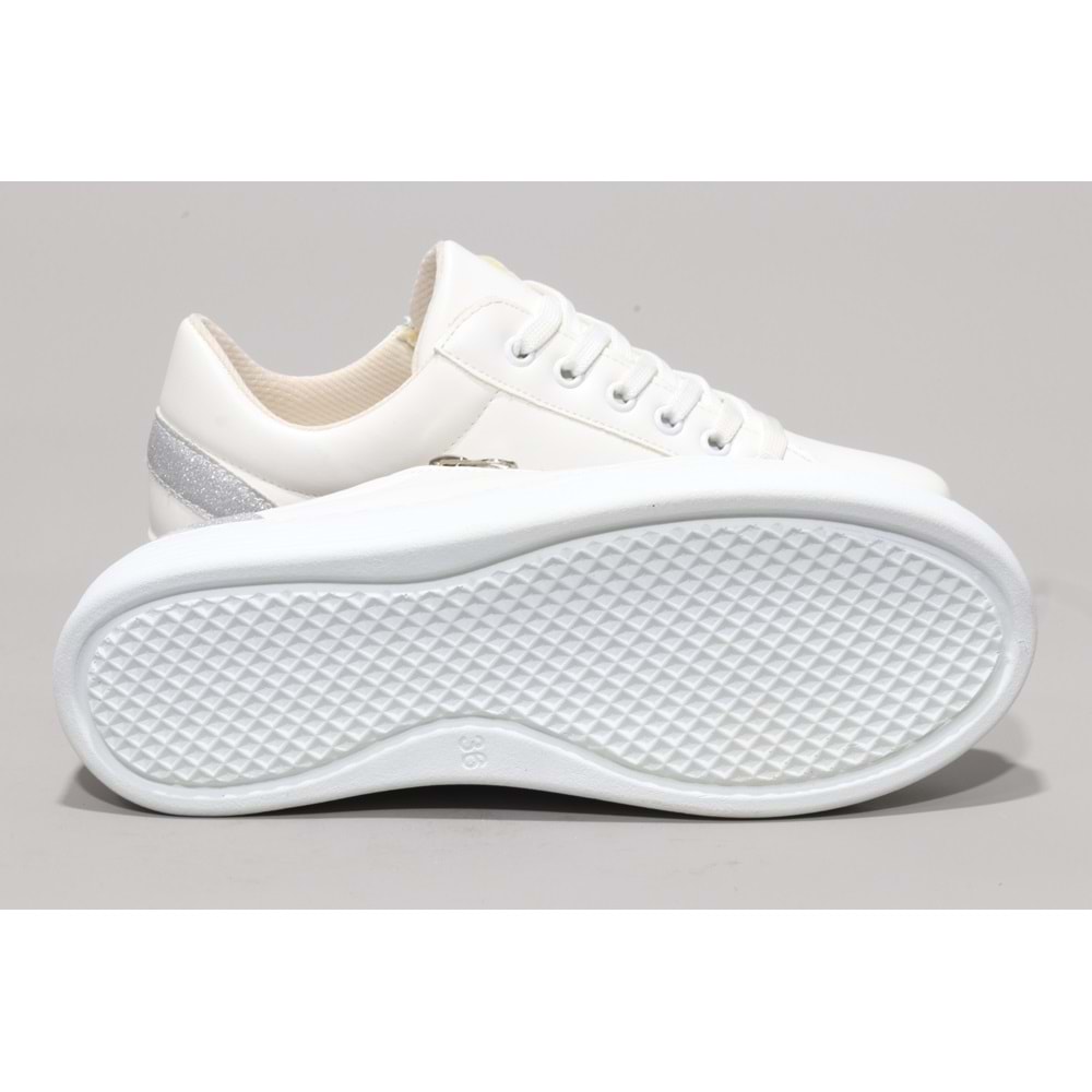 Kadir Ekici 822 Bayan Fermuarlı Sneakers Ayakkabı - BEYAZ - 39