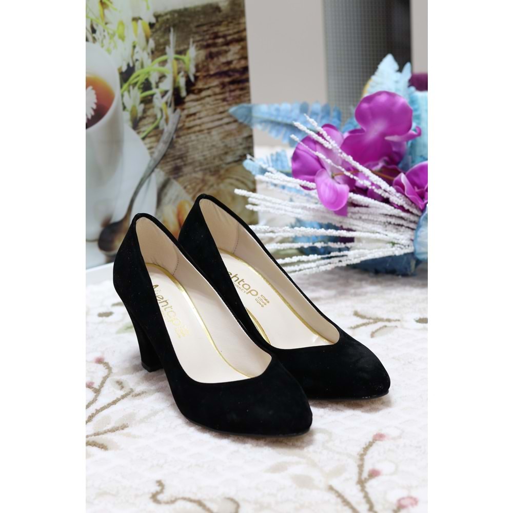 Konfores 909 Bayan Kalın Topuklu Stiletto - siyah nubuk - 40