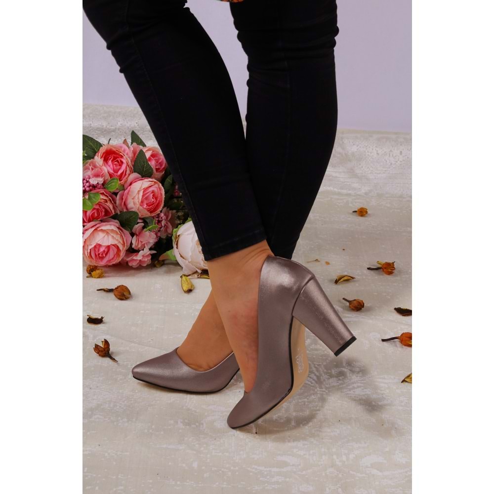 Konfores 922 Bayan Kalın Topuklu Stiletto Ayakkabı - NKT00922-platin-37