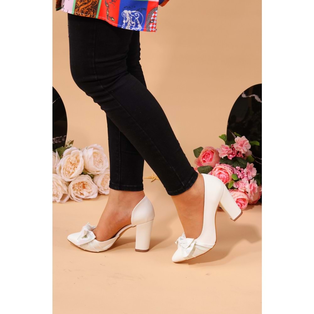 Konfores 927 Bayan Stiletto Kalın Topuk Ayakkabı - NKT00927-sedef-35