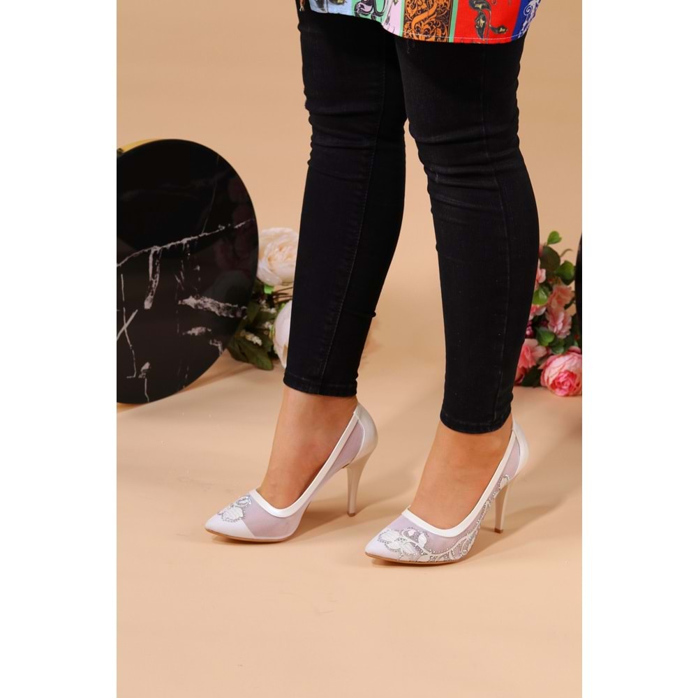 Konfores 928 Bayan Stiletto İnce Topuk Ayakkabı - NKT00928-sedef-37