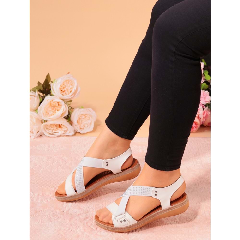 Konfores 944 Bayan Anatomik Sandalet Ayakkabı - NKT00944-BEYAZ-38