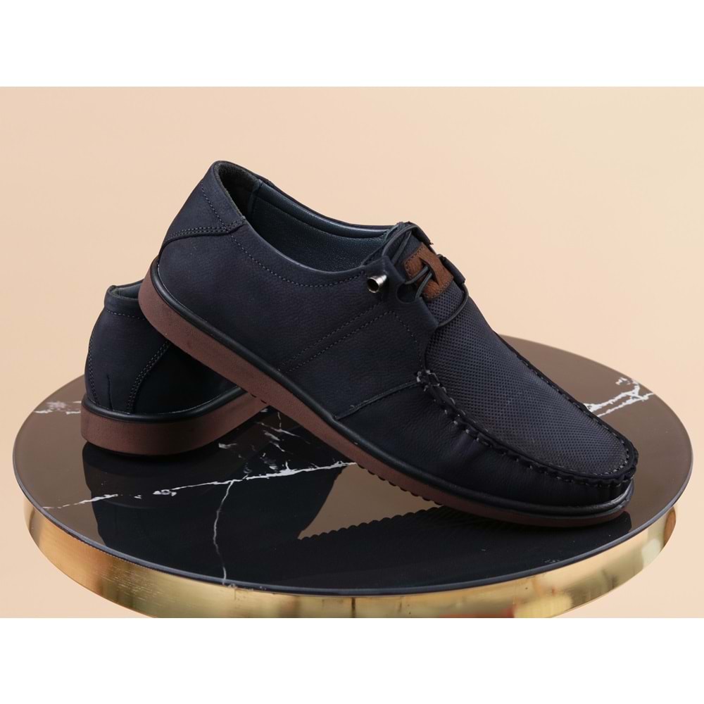Konfores 987 Hakiki Deri Anatomik Erkek Ayakkabı - NKT00987-lacivert-44