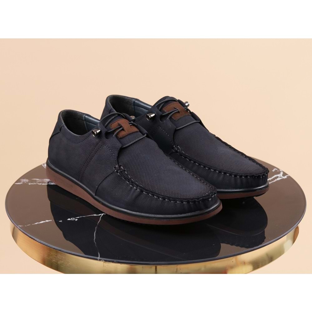 Konfores 987 Hakiki Deri Anatomik Erkek Ayakkabı - NKT00987-lacivert-44