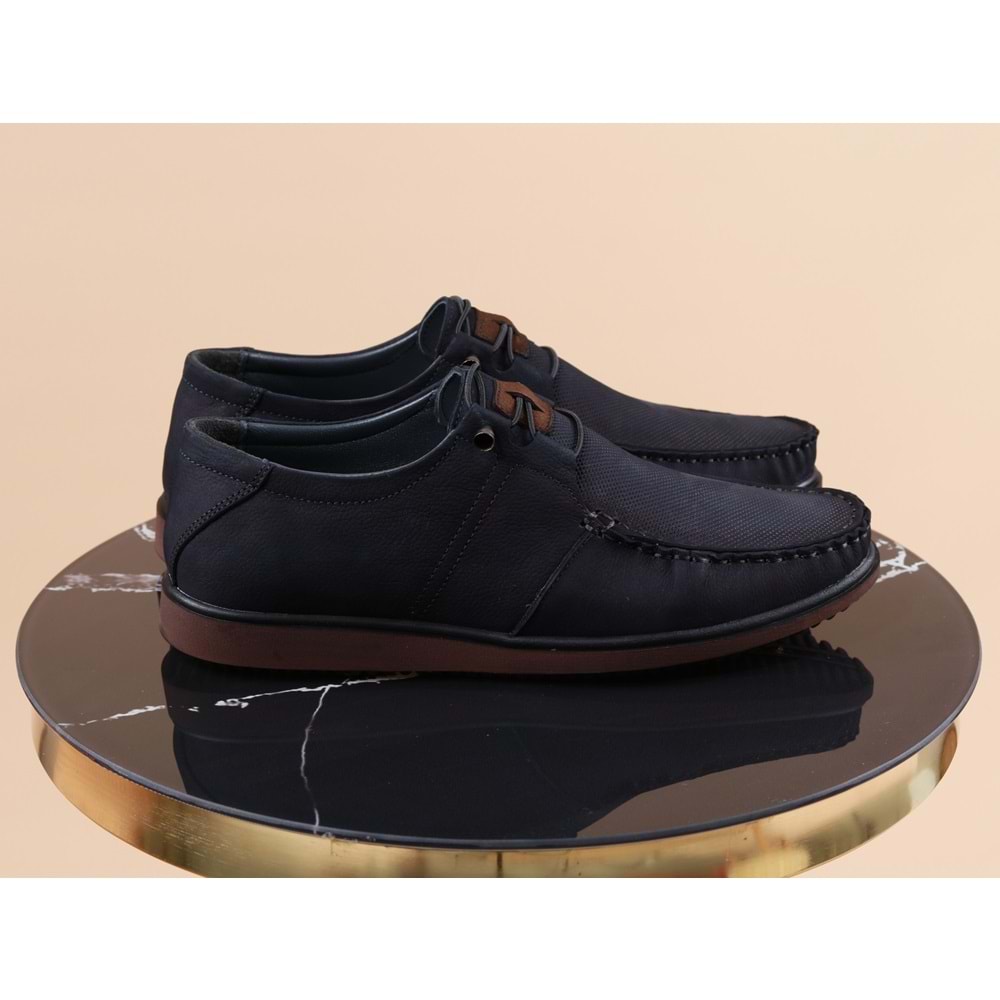 Konfores 987 Hakiki Deri Anatomik Erkek Ayakkabı - NKT00987-lacivert-44