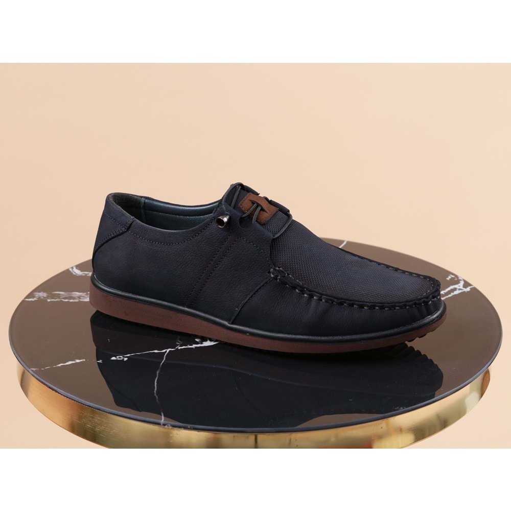 Konfores 987 Hakiki Deri Anatomik Erkek Ayakkabı - NKT00987-lacivert-44