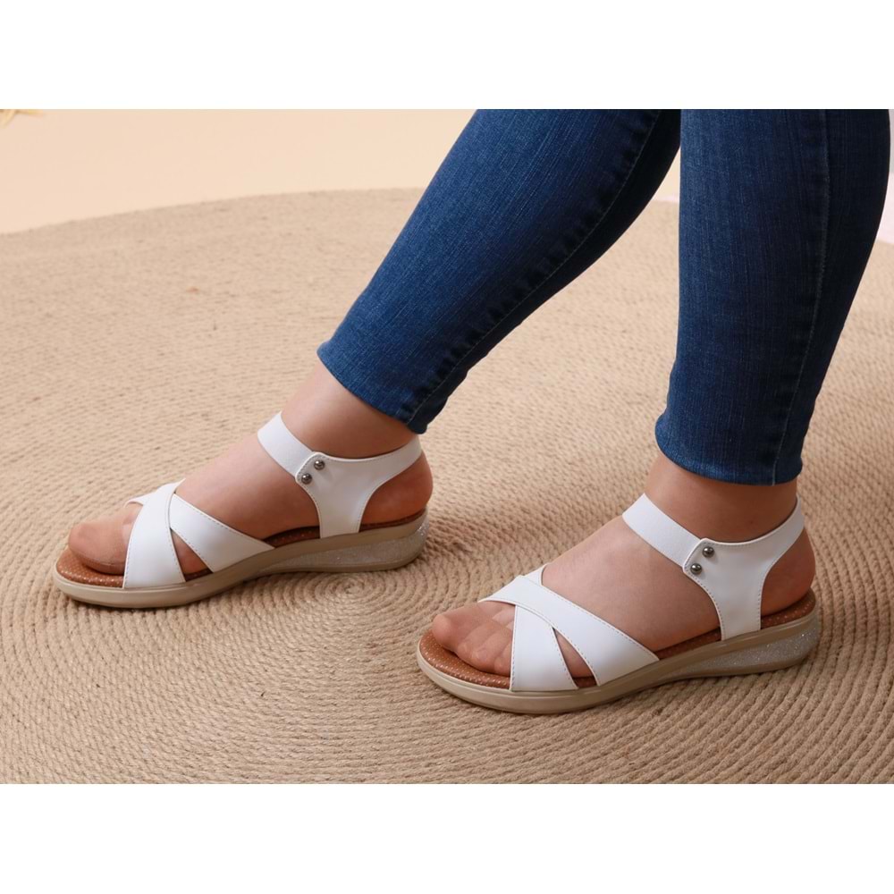Konfores 1022 Anatomik Bayan Sandalet - NKT01022-BEYAZ-36
