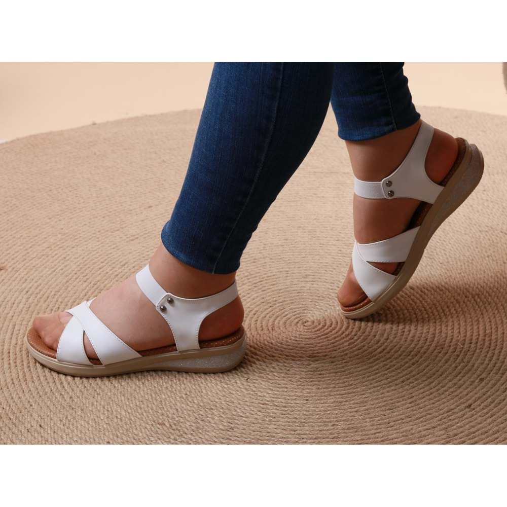 Konfores 1022 Anatomik Bayan Sandalet - NKT01022-BEYAZ-36
