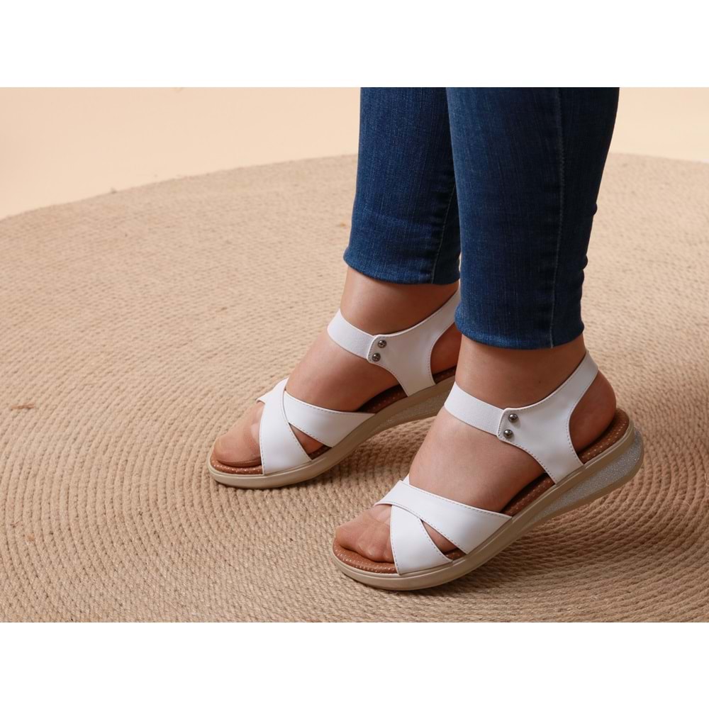 Konfores 1022 Anatomik Bayan Sandalet - NKT01022-BEYAZ-38