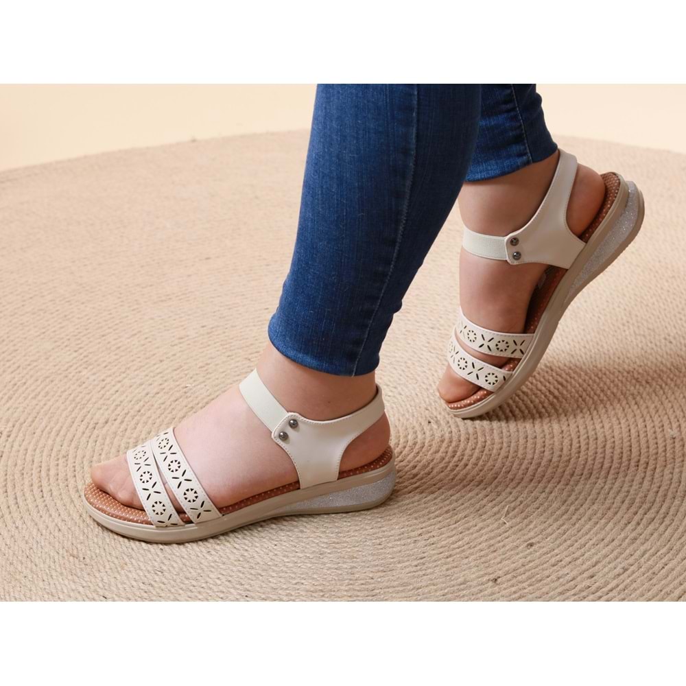 Konfores 1023 Anatomik Bayan Sandalet - NKT01023-BEJ-36
