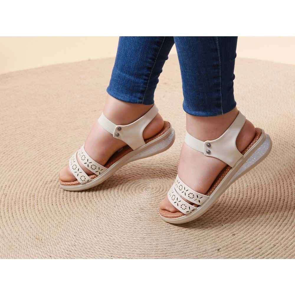 Konfores 1023 Anatomik Bayan Sandalet - NKT01023-BEJ-40
