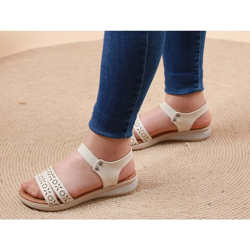 Konfores 1023 Anatomik Bayan Sandalet - NKT01023-BEJ-40