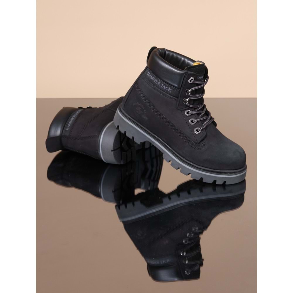 Konfores 1066 Hakiki Deri Anatomik Tabanlı Spor Bot - NKT01066-siyah nubuk-36