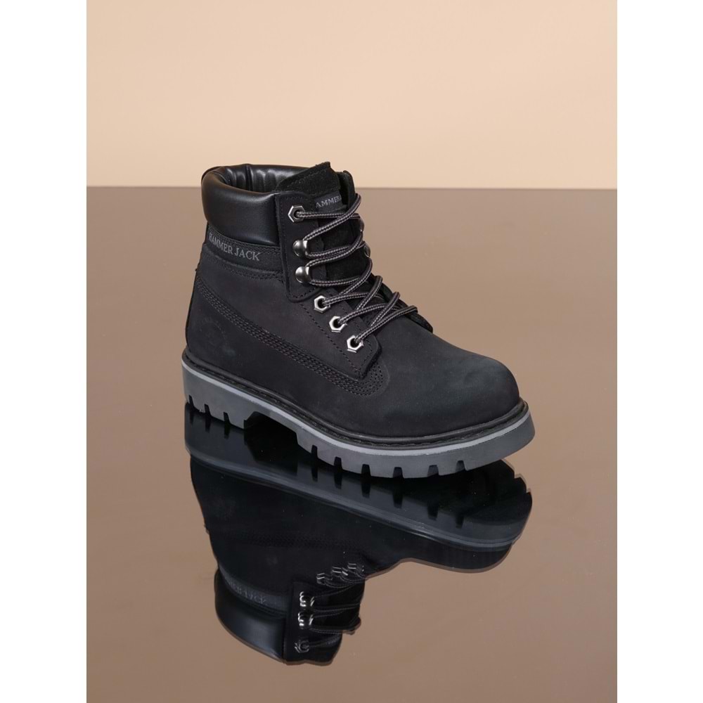 Konfores 1066 Hakiki Deri Anatomik Tabanlı Spor Bot - NKT01066-siyah nubuk-36