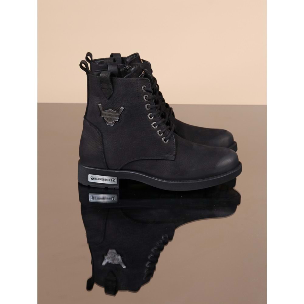 Konfores 1067 Hakiki Deri Anatomik Tabanlı Spor Bot - NKT01067-siyah nubuk-40
