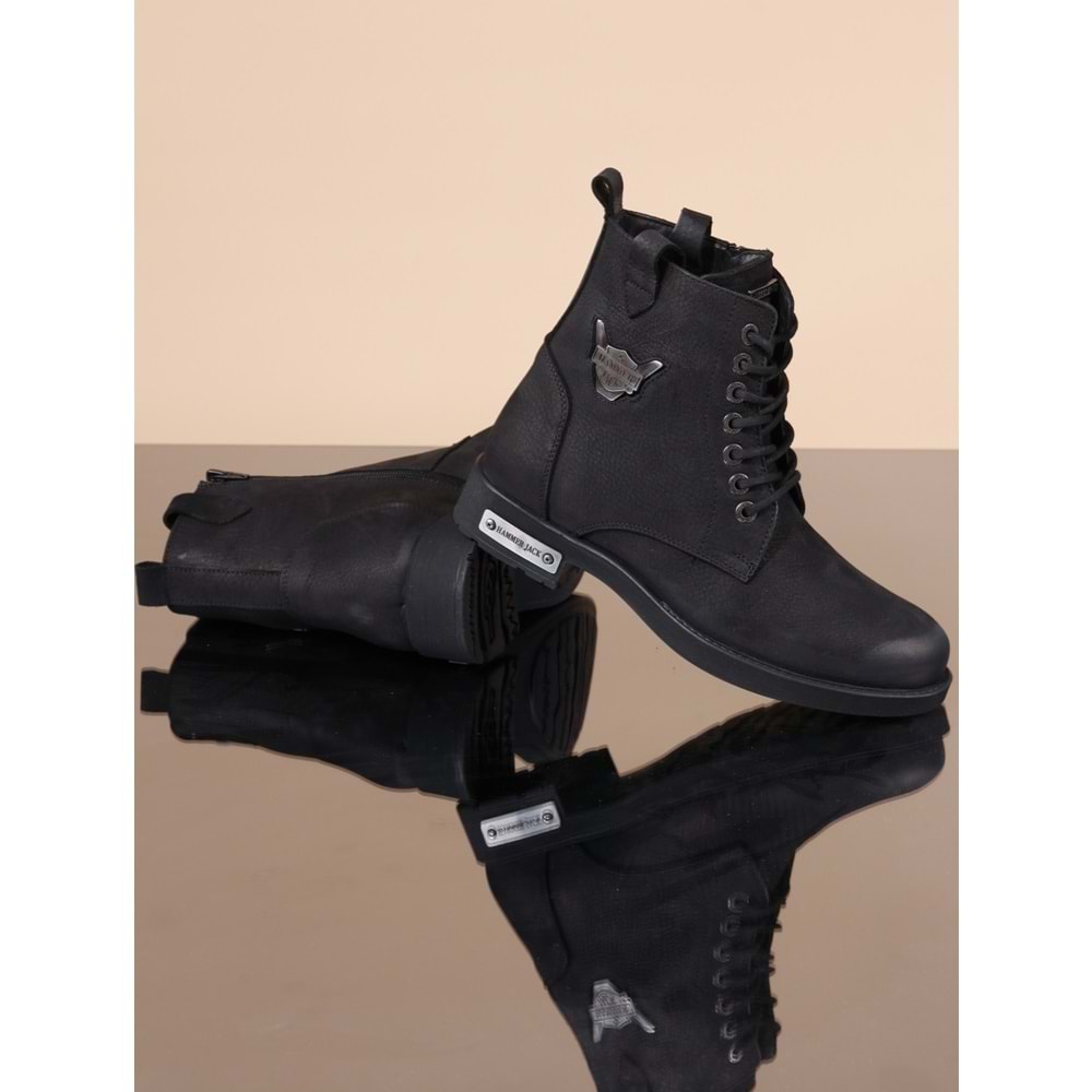 Konfores 1067 Hakiki Deri Anatomik Tabanlı Spor Bot - NKT01067-siyah nubuk-40