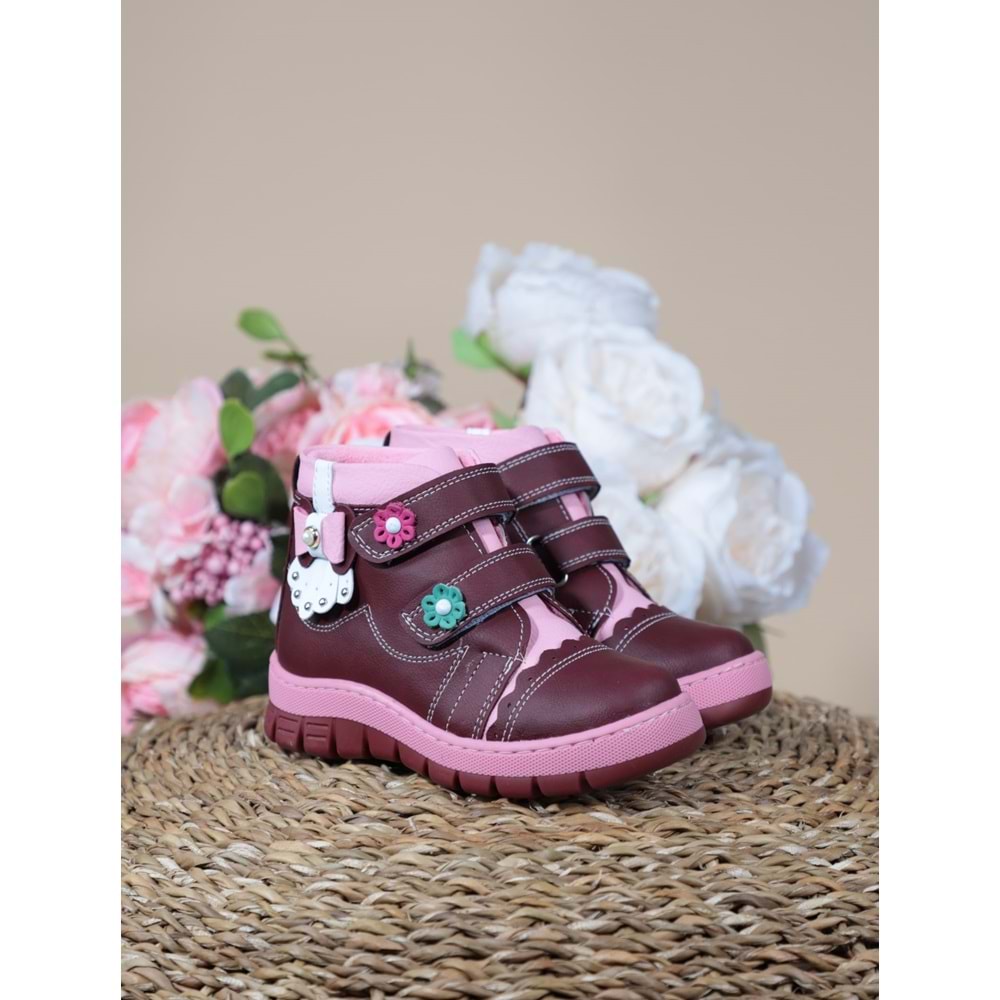 Kidessa 1086 Anatomik Kız Çocuk Bantlı Spor Bot - NKT01086-BORDO-21