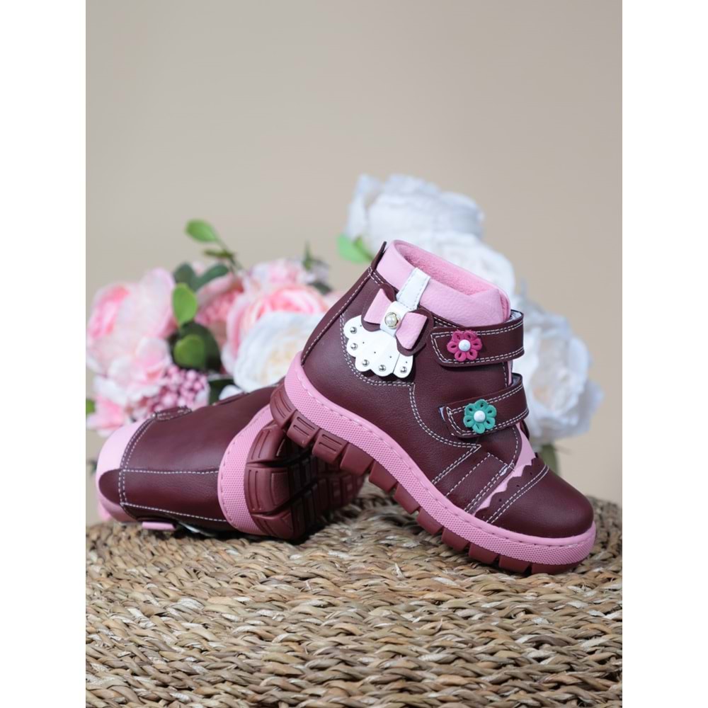 Kidessa 1086 Anatomik Kız Çocuk Bantlı Spor Bot - NKT01086-BORDO-21