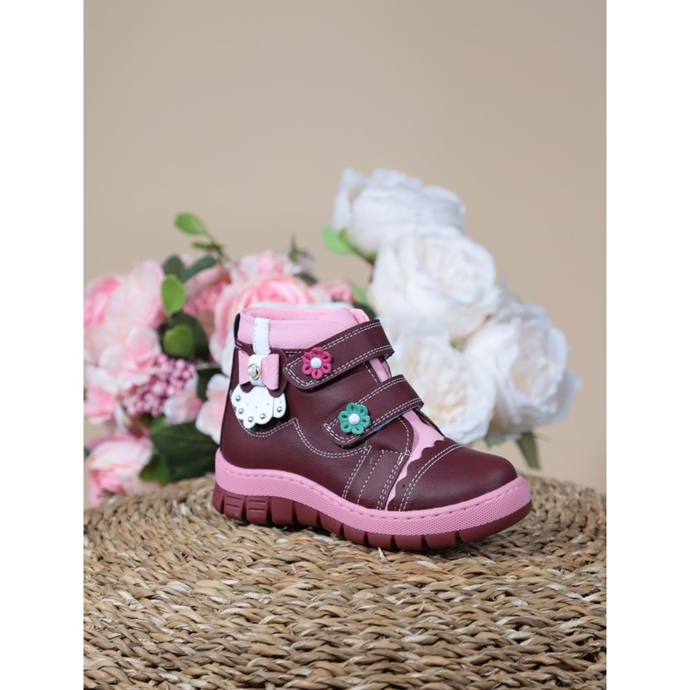 Kidessa 1086 Anatomik Kız Çocuk Bantlı Spor Bot - NKT01086-BORDO-21