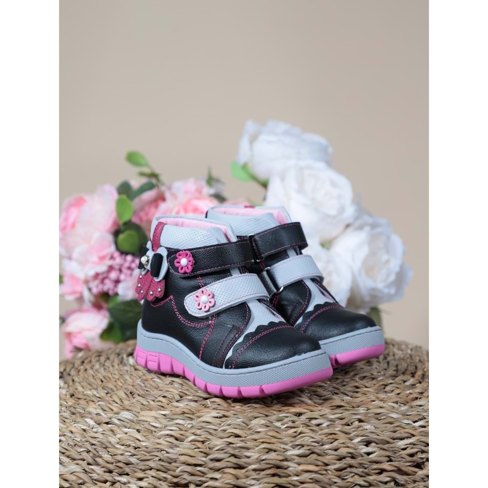 Kidessa 1086 Anatomik Kız Çocuk Bantlı Spor Bot - NKT01086-siyah-22