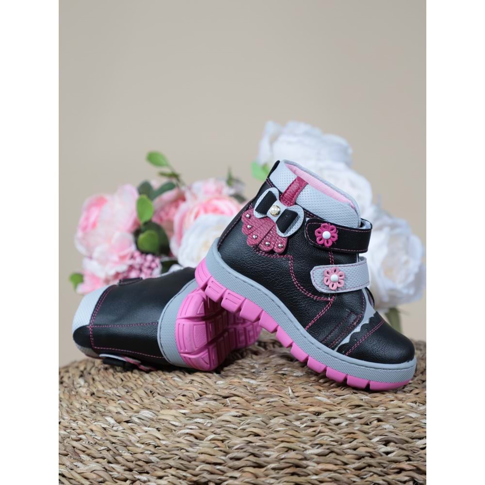 Kidessa 1086 Anatomik Kız Çocuk Bantlı Spor Bot - NKT01086-siyah-22