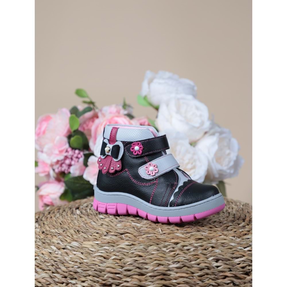 Kidessa 1086 Anatomik Kız Çocuk Bantlı Spor Bot - NKT01086-siyah-22
