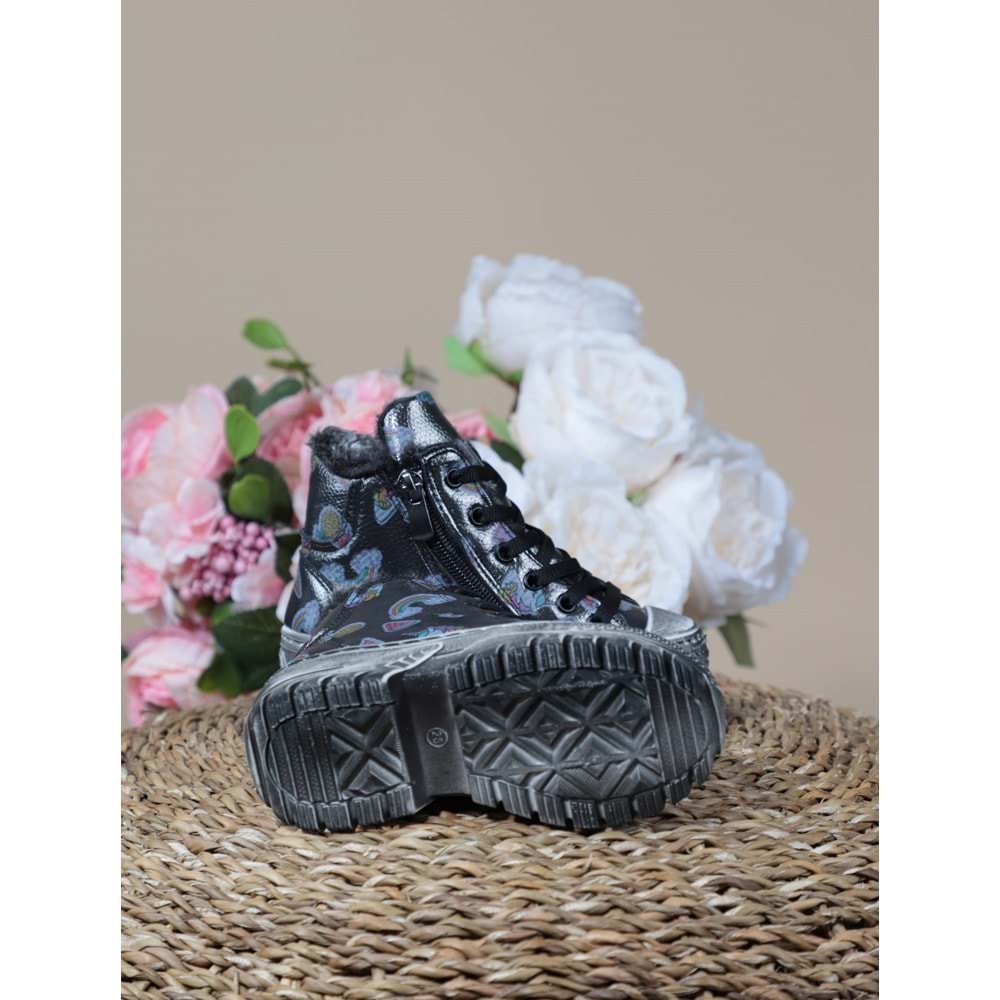 Kidessa 1088 Anatomik Kız Çocuk Fermuarlı Spor Bot - NKT01088-gri-26