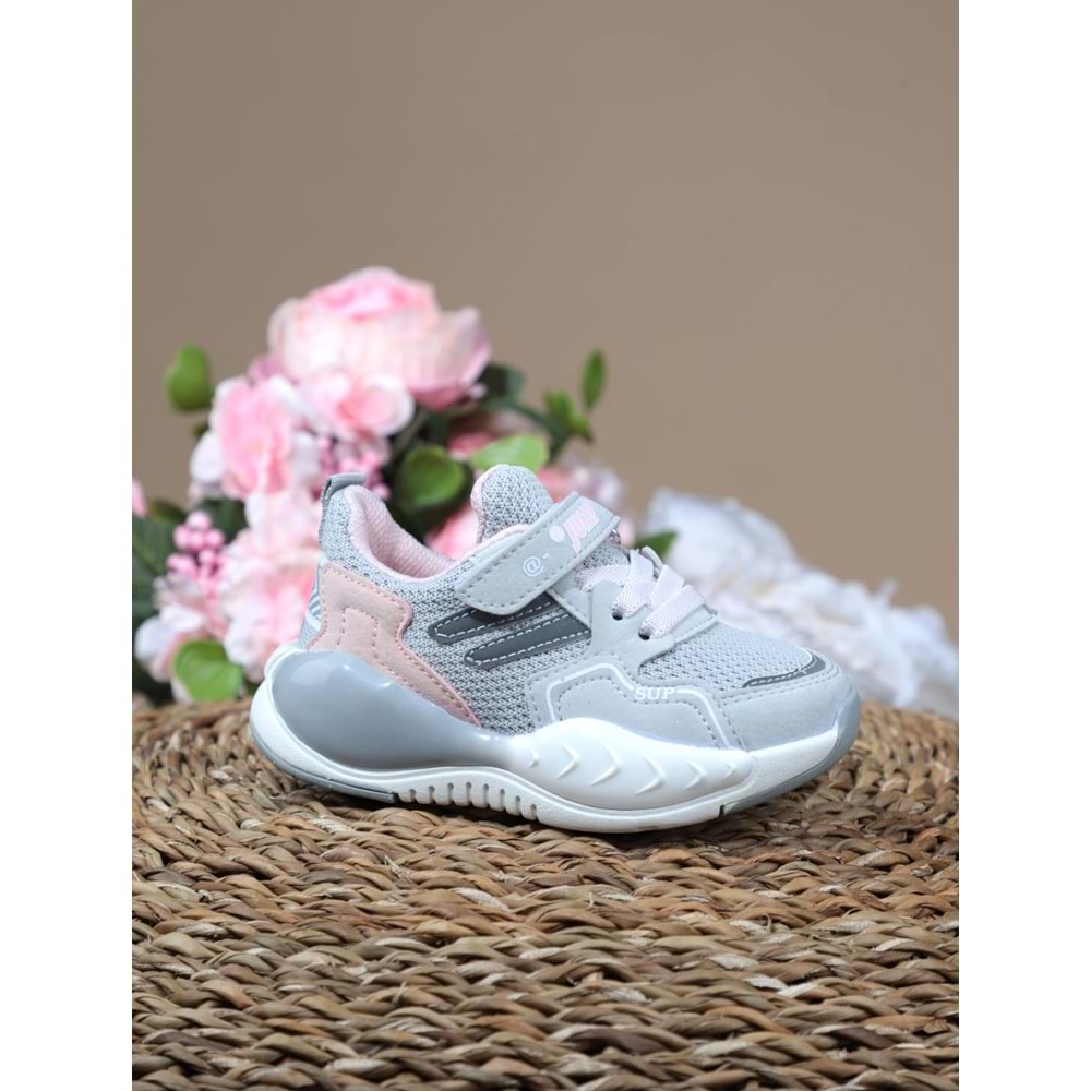 Kidessa 1096-27016 Anatomik Taban Bantlı Çocuk Spor Ayakkabı - NKT01096-buz gri-23