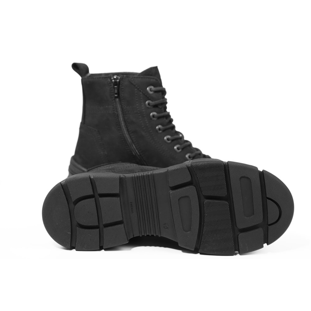 Konfores 1100 Hakiki Deri Anatomik Fermuarlı Erkek Spor Bot - NKT01100-siyah nubuk-45