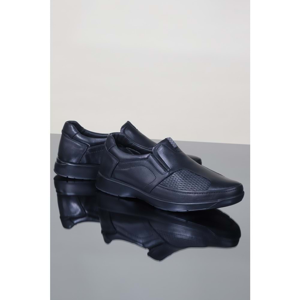 Konfores 1138 Hakiki Deri Anatomik Ayakkabı - NKT01138-siyah-42