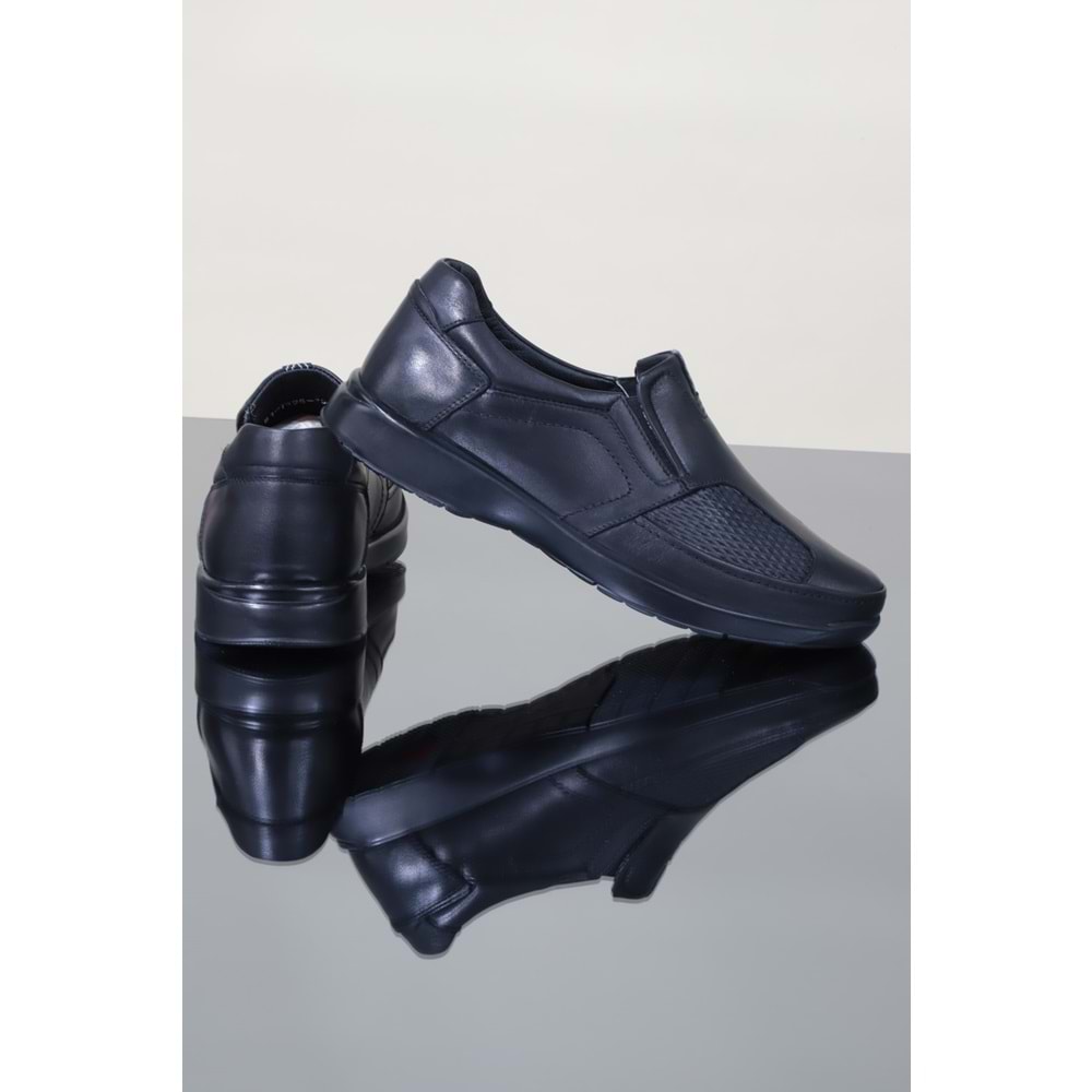 Konfores 1138 Hakiki Deri Anatomik Ayakkabı - NKT01138-siyah-42