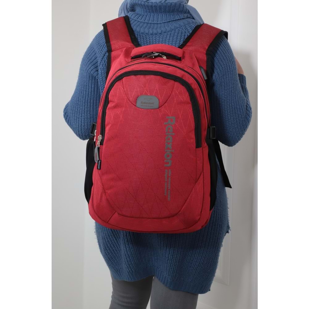 Konfores 1167 Unisex Anatomik Yarasa Sırt Çantası - NKT01167-KIRMIZI-TEK EBAT