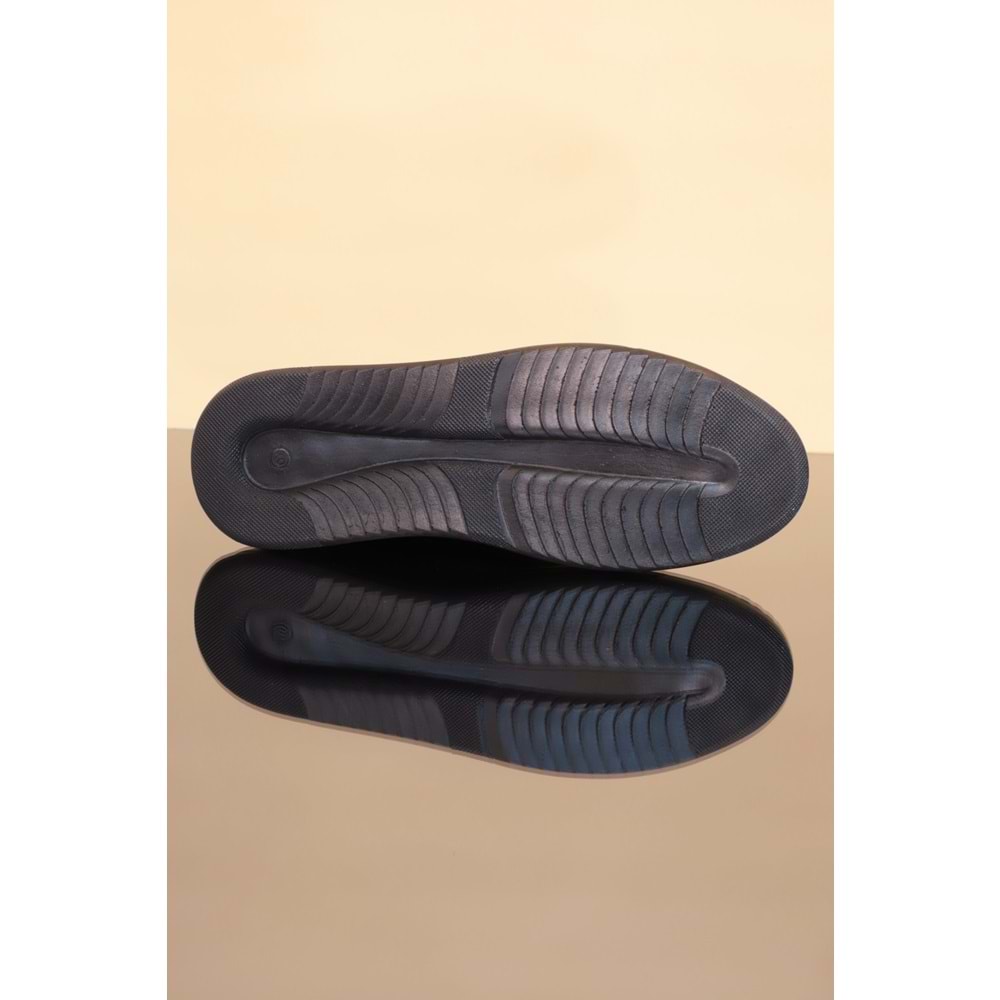 Konfores 1252 Hakiki Deri Anatomik Günlük Sneakers Ayakkabı - NKT01252-siyah-40
