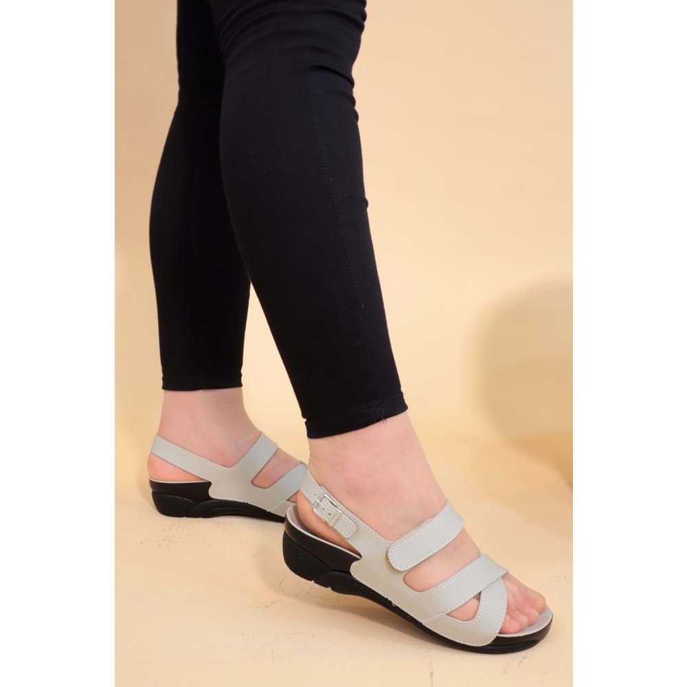 Konfores 1255 Tam Anatomik Bayan Sandalet - NKT01255-BEJ-39
