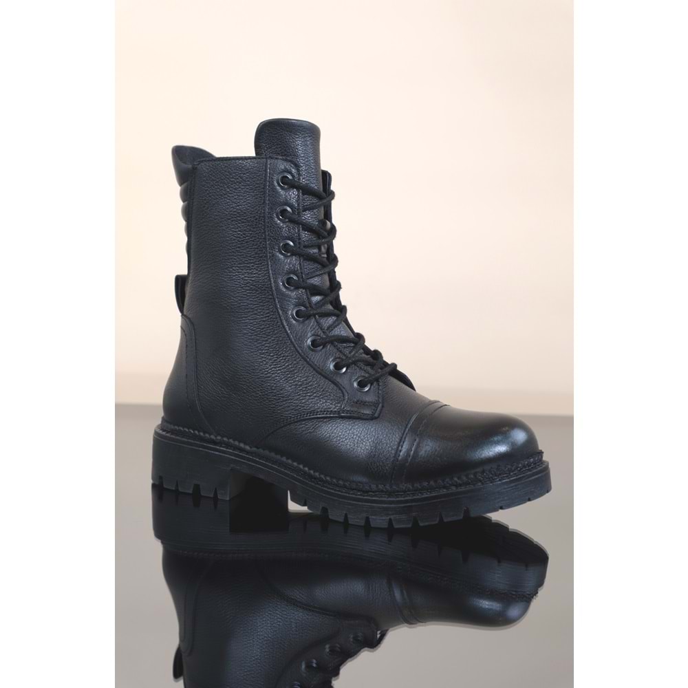 Konfores 1272 Hakiki Deri Bayan Postal Bot - NKT01272-siyah-40