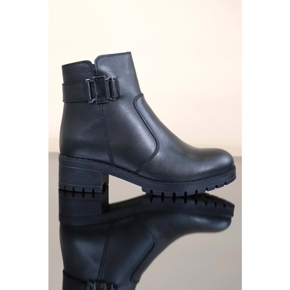 Konfores 1275 Hakiki Deri Bayan Klasik Bot - NKT01275-siyah-40
