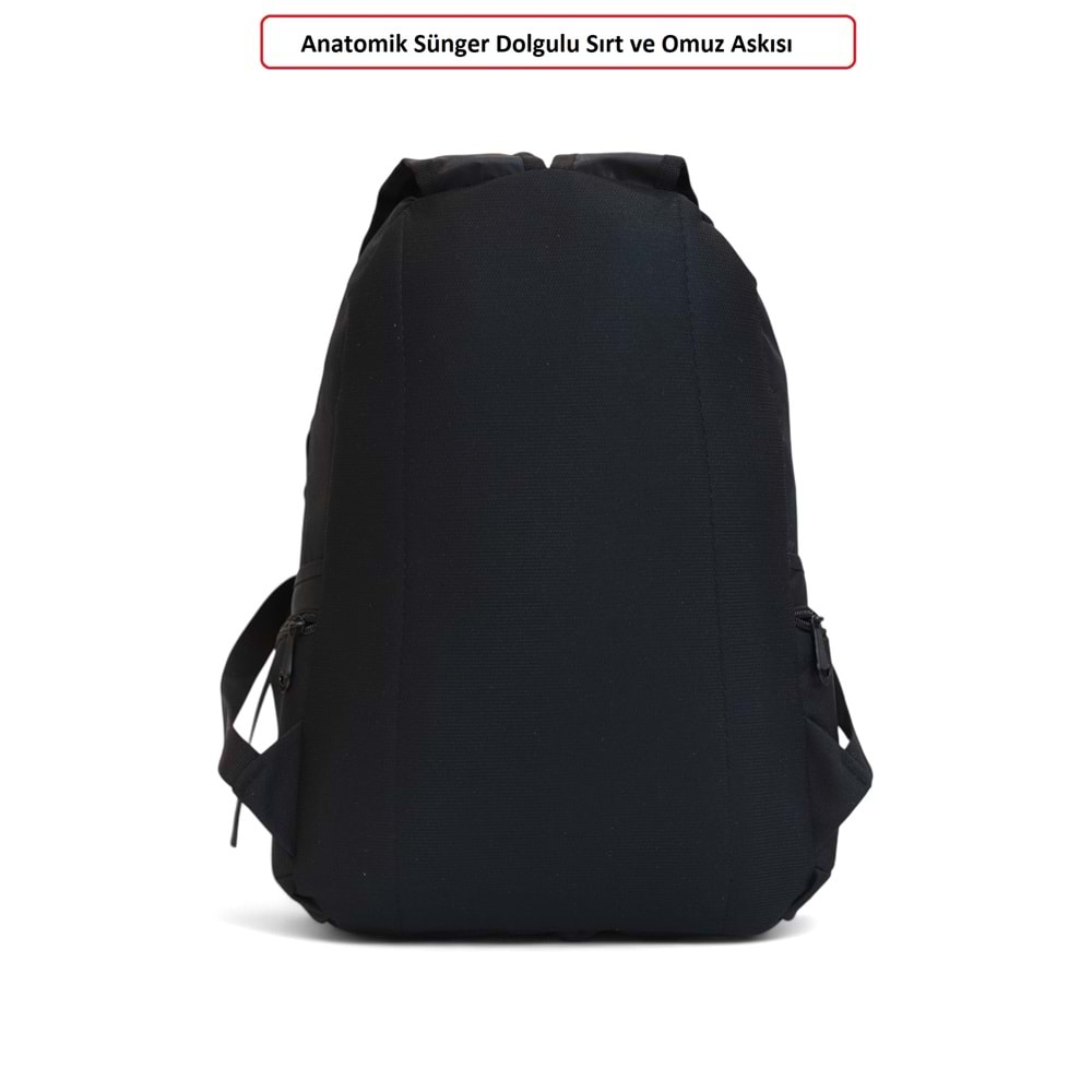 Konfores 1303 Unisex Ortaokul ve Lise Sırt Çantası - NKT01303-siyah-TEK EBAT