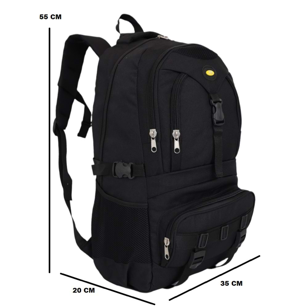 Konfores 1307 Çadır Kumaş Seyehat ve Dağcı Sırt Çantası - NKT01307-siyah-TEK EBAT