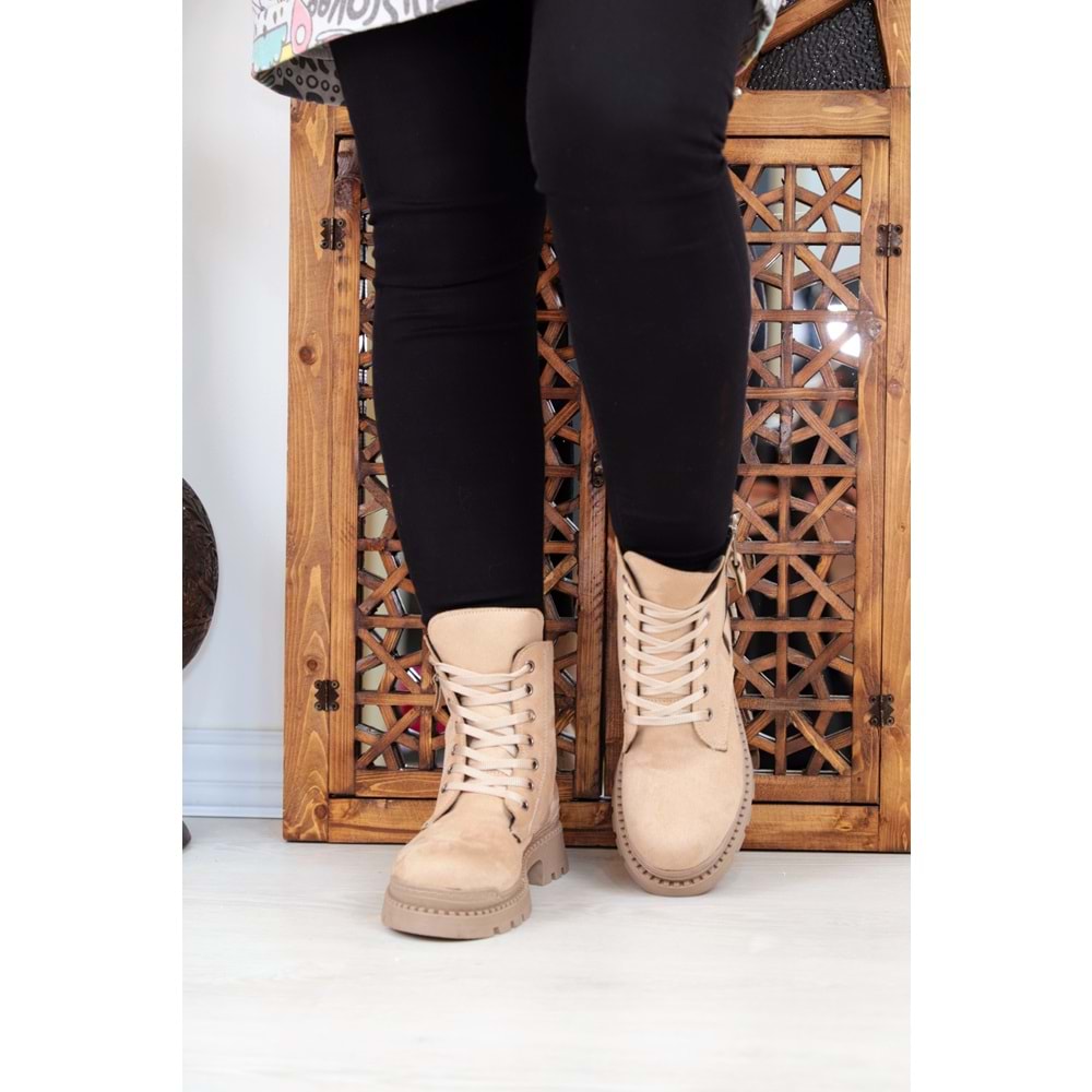 Konfores 1399 Kauçuk Tabanlı Bayan Spor Bot - NKT01399-BEJ-40