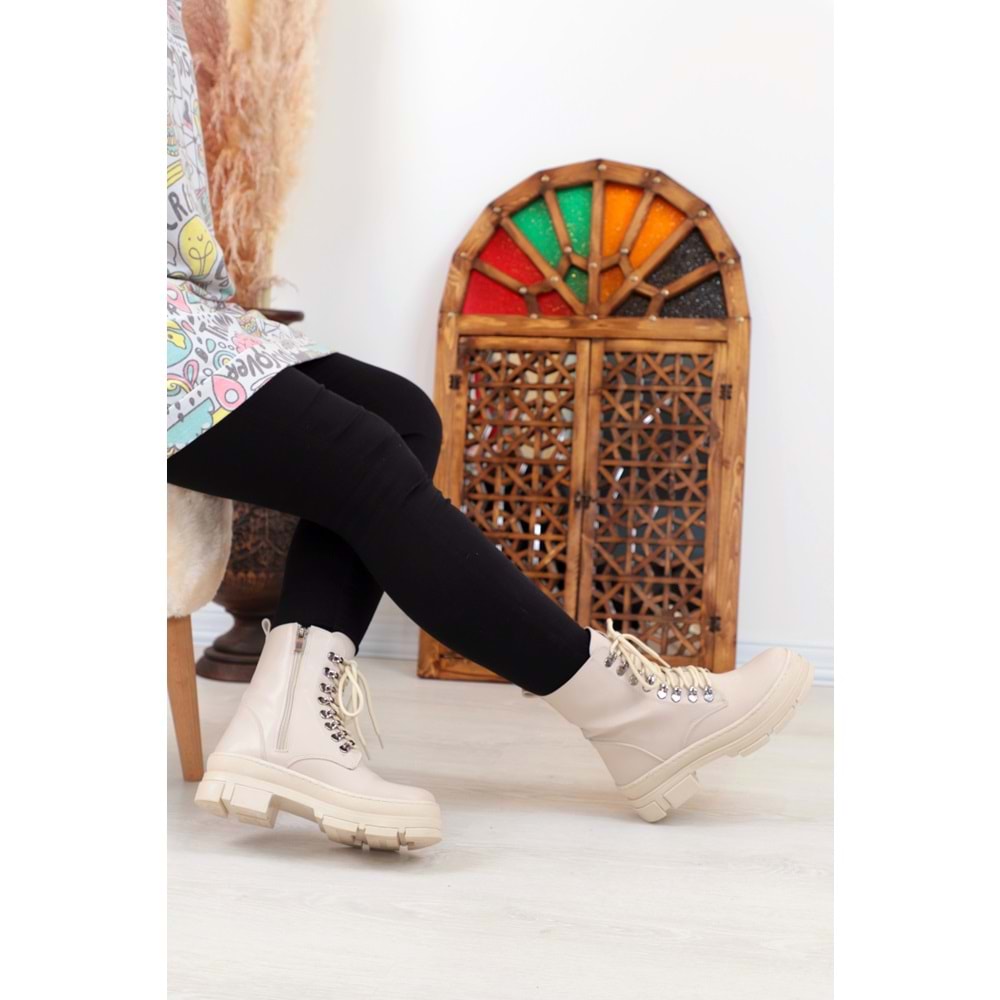 Konfores 1400 Kauçuk Tabanlı Bayan Spor Bot - NKT01400-BEJ-39