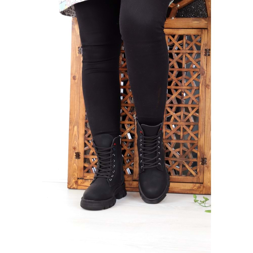 Konfores 1402 Kauçuk Tabanlı Bayan Spor Bot - NKT01402-siyah-40