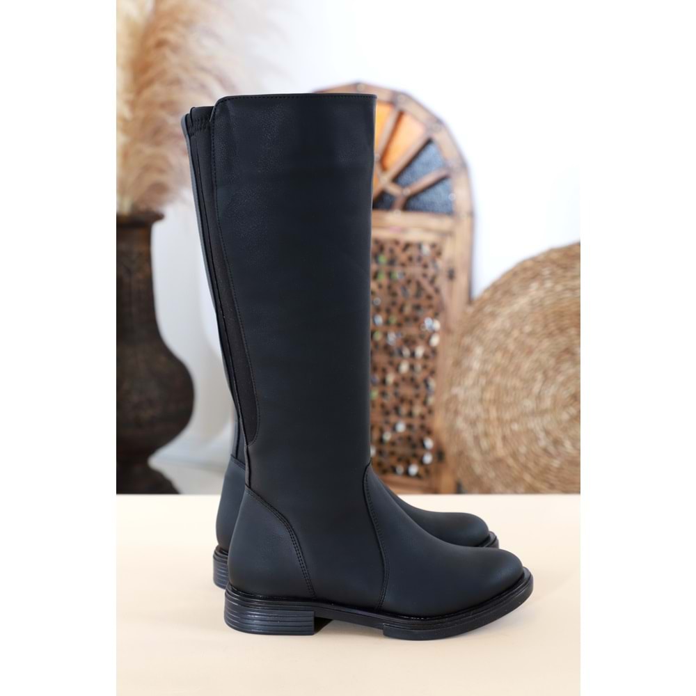 Konfores 1436 Kauçuk Tabanlı Bayan Uzun Çizme - NKT01436-siyah-37