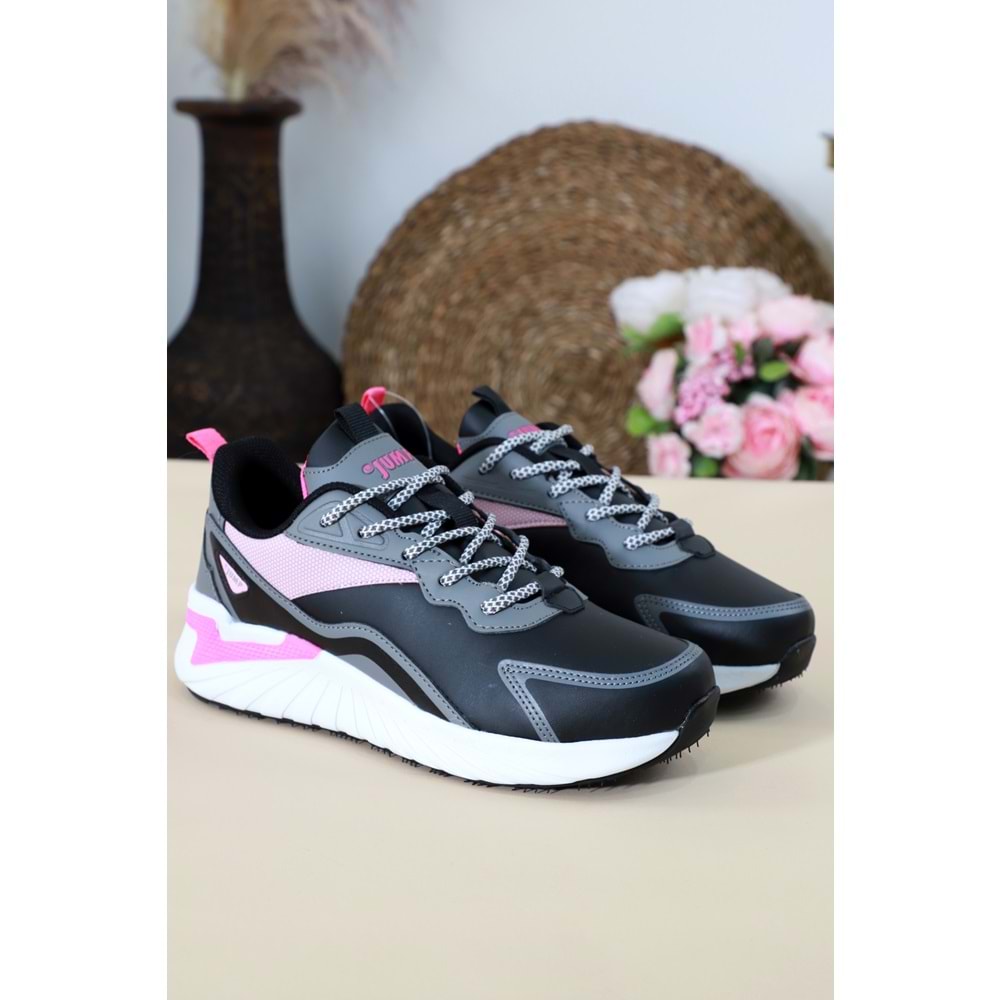 Konfores 1453-27770 Anatomik Taban Sneakers Ayakkabı - NKT01453-siyah pembe-36
