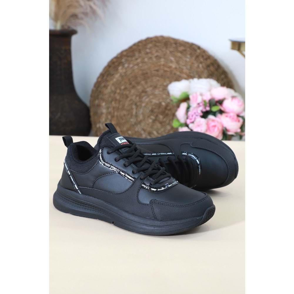 Konfores 1454-27782 Anatomik Taban Sneakers Ayakkabı - NKT01454-siyah-36