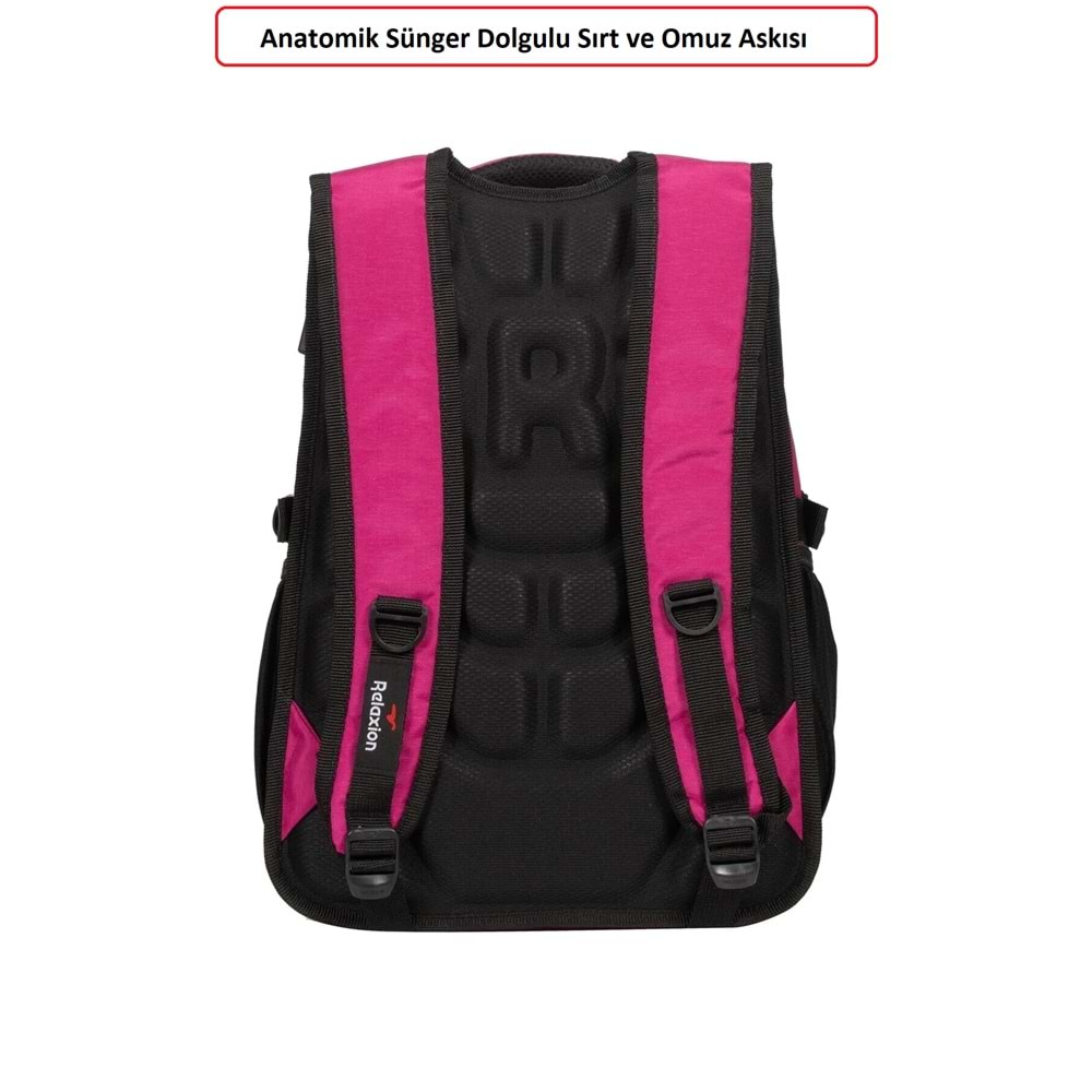 Konfores 1551-2225 Unisex Anatomik Yarasa Sırt Okul Çantası - NKT01551-PEMBE-TEK EBAT