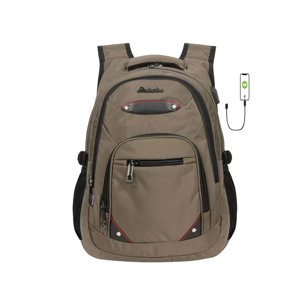 Konfores 1551-2225 Unisex Anatomik Yarasa Sırt Okul Çantası - NKT01551-VIZON-TEK EBAT