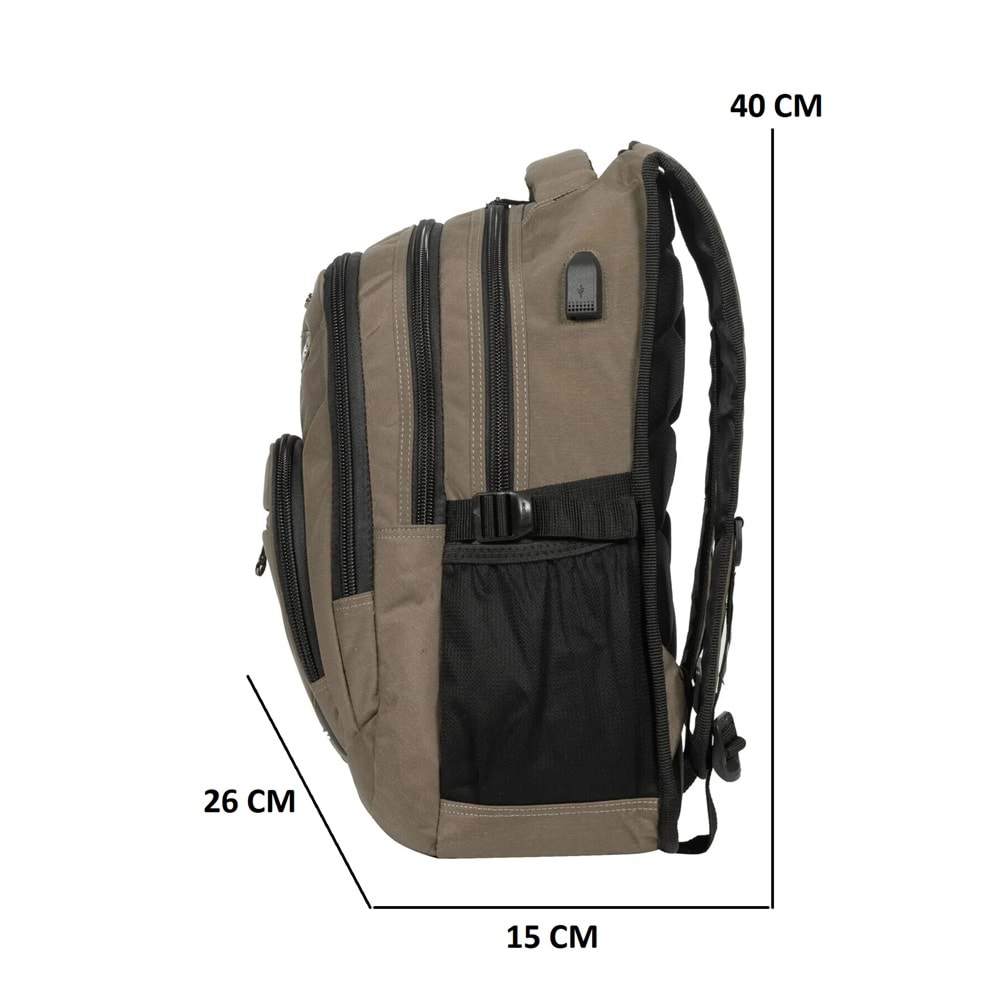 Konfores 1551-2225 Unisex Anatomik Yarasa Sırt Okul Çantası - NKT01551-VIZON-TEK EBAT